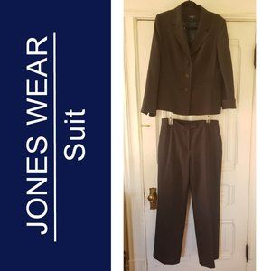 14 Jones Wear Lined Suit, 2 Piece, Black w/Subtle White Stripes